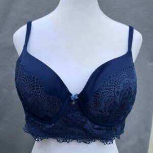 Victoria's Secret Body by Victoria Lined Demi Bra Blue Lace 38C Adjustable Strap